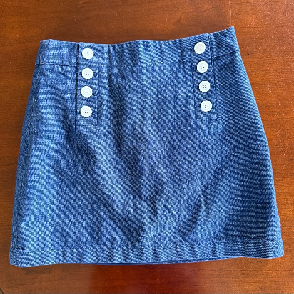 NWOT Ann Taylor LOFT Denim Blue Sailor Style Mini Skirt Size 2